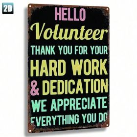 Vintage Hello Volunteer Metal Sign 8x12in Retro Wall Plaque