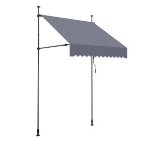 Manual Retractable Awning, 59" Outdoor Retractable Patio Awning Sunshade Shelter