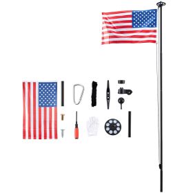 Flag Pole, 25ft Heavy Duty Sectional Flagpole Kit with 136 LED Solar Light for Outside House In Ground