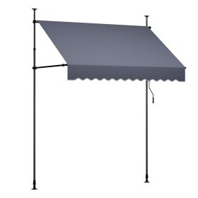 Manual Retractable Awning, 78" Outdoor Retractable Patio Awning Sunshade Shelter