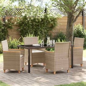 Garden Dining Set 5 pcs Beige Poly Rattan