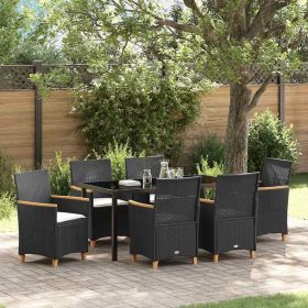 Garden Dining Set 7 pcs Black Poly Rattan