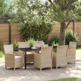 Garden Dining Set 7 pcs Beige Poly Rattan