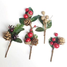 Red Berries Pine Cones Cute Artificial Pine Branches For Birthday Party Holiday Decoration (Option: default)