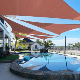 Artpuch Custom Size Rust Red Sun Shade Sail Triangle Canopy 185 GSM Durable Fabric UV Block Awning for Outdoor Patio Garden Backyard (Customized (Color: Rust Red, size: 11X17X17)